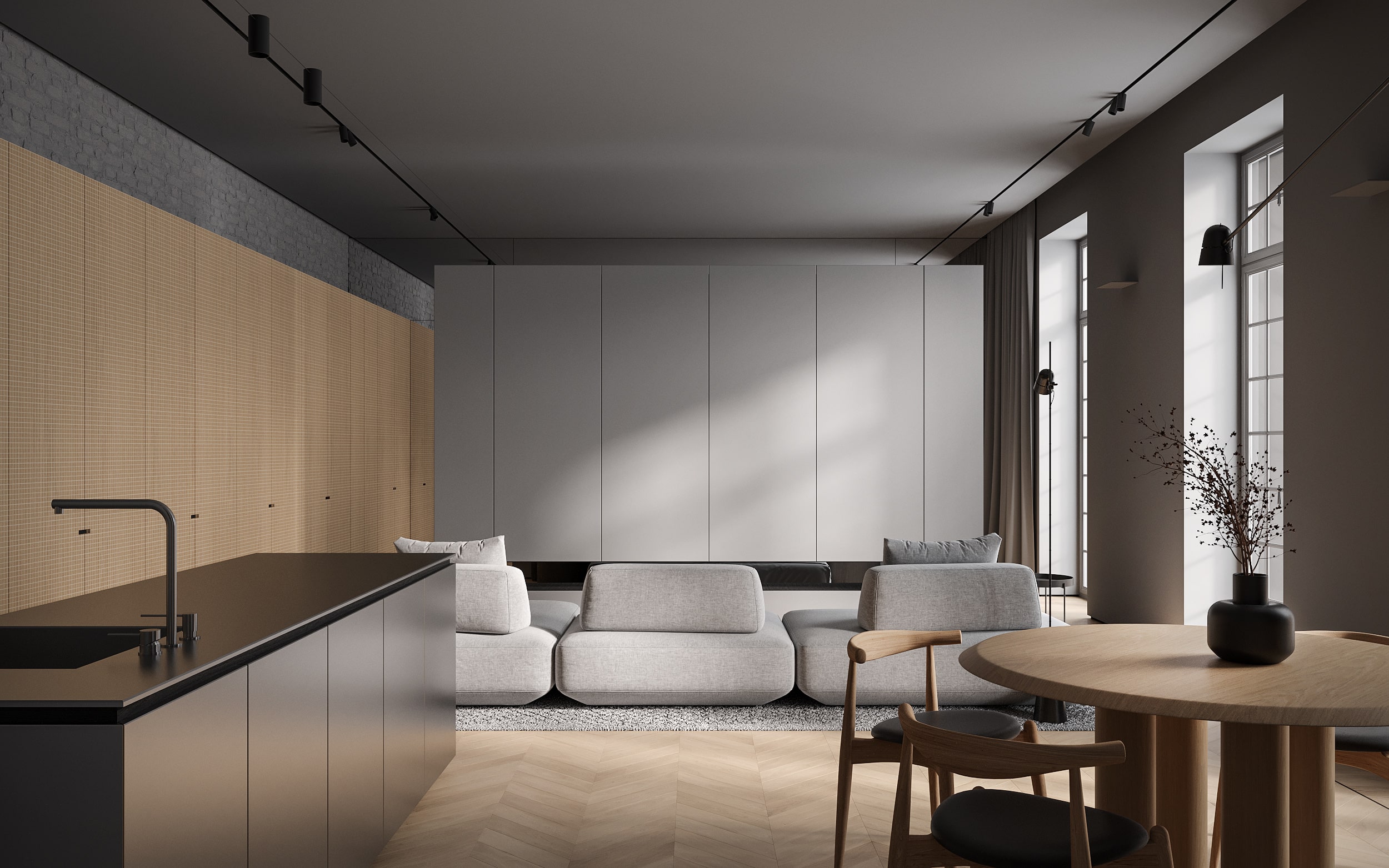 Minimalist contemporary Interior Design by Bezmirno Architects.