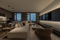 Living room in Tetris apartment